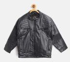 Okane Black Solid Biker Jacket Boys