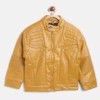 Okane Mustard Yellow Solid Biker Jacket Boys