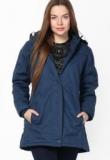 Okane Navy Blue Solid Winter Jacket Women