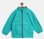 Okane Sea Green Solid Hooded Tailored Jacket Boys