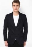 Okane Solid Black Blazer Men