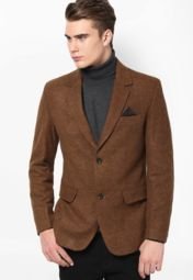 Okane Solid Brown Blazer Men