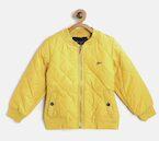 Okane Yellow Solid Quilted Jacket Girls