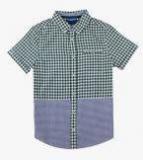 One Friday Green Printed Regular Fit Casual Shirt boys