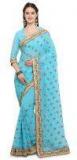 Online Fayda Aqua Blue Embroidered Saree women