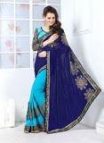 Online Fayda Navy Blue Embroidered Saree women