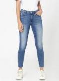 Only Blue CARMEN Skinny Fit Mid Rise Clean Look Stretchable Jeans Women