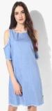 Only Blue Coloured Solid Shift Dress Women