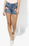 Only Blue Embroidered Shorts women