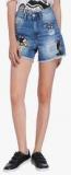 Only Blue Patch Work Shorts women