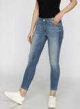 Only Blue Skinny Fit Mid Rise Low Distress Stretchable Jeans Women