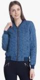 Only Blue Solid Winter Jacket Women