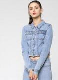 Only Blue Washed Cropped Denim Jacket Women