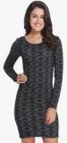 Only Dark Grey Coloured Embroidered Body Con Dress Women