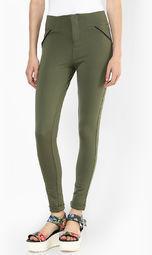 Only Green Solid Legging Women