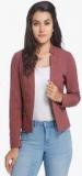 Only Maroon Solid Summer Jacket Women