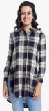 Only Navy Blue Checked Shirt Women