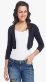 Only Navy Blue Solid Shrug Women