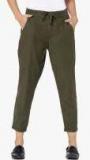 Only Olive Solid Loose Fit Coloured Pants Women