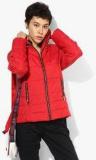 Only Red Solid Winter Jacket Women