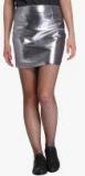 Only Silver Solid Pencil Skirt Women