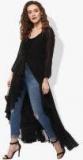 Only You Black Solid Button Shrug Women