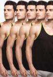 Onn Pack Of 5 Black Solid Round Neck Vest men