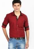 Orange Valley Solid Red Casual Shirt Men