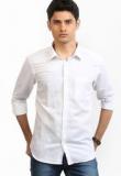 Orange Valley Solid White Casual Shirt Men