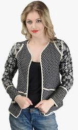 Oranje Black Printed Summer Jacket Women