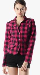 Oranje Pink Checked Summer Jacket Women