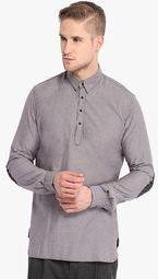 Ovanna Grey Chambery Solid Regular Fit Kurta Men