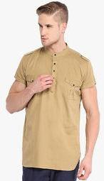 Ovanna Khaki Solid Regular Fit Kurta Men