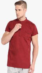 Ovanna Maroon Solid Regular Fit Kurta Men