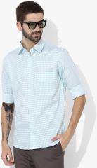 Oxemberg Blue Checked Slim Fit Casual Shirt men