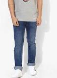 Oxemberg Blue Washed Mid Rise Slim Fit Jeans Men