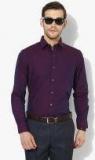 Oxemberg Maroon Self Design Slim Fit Casual Shirt Men