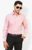 Oxemberg Peach Checked Slim Fit Formal Shirt Men