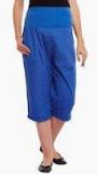 Oxolloxo Blue Solid Maternity Capri Women