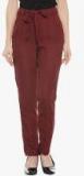 Oxolloxo Maroon Solid Coloured Pants Women