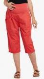 Oxolloxo Red Solid Maternity Capri Women