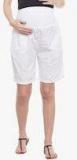 Oxolloxo White Solid Maternity Shorts women