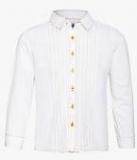 Oxolloxo White Solid Regular Fit Casual Shirt Boys