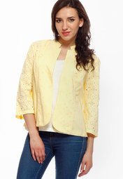 Ozel Embroidered Yellow Shrugs Women