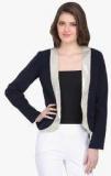 Ozel Navy Blue Embellished Summer Jacket Women