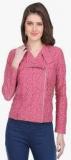 Ozel Pink Solid Summer Jacket Women