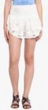 Ozel White Embroidered Shorts women