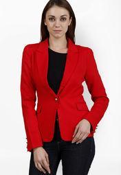 Pab Jules Red Solid Winter Jacket Women