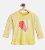 Palm Tree Girls Yellow Printed Round Neck T Shirt