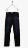 Palm Tree Navy Blue Mid Rise Slim Fit Jeans Boys